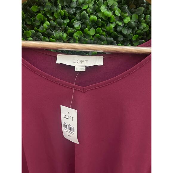 NWT Loft, Long Sleeve, Burgundy Blouse, Women’s Size XS - Picture 3 of 4